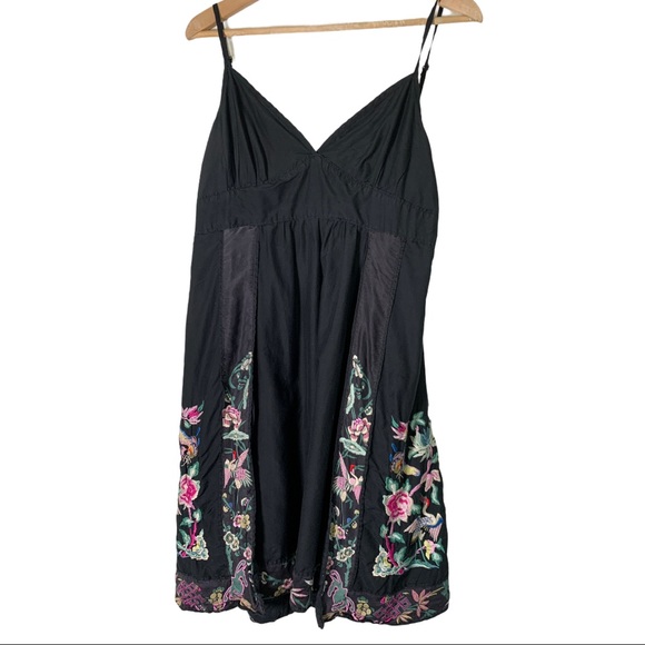 Lucky Brand S Silk Panel Embroidered Tank Dress - Picture 2 of 8